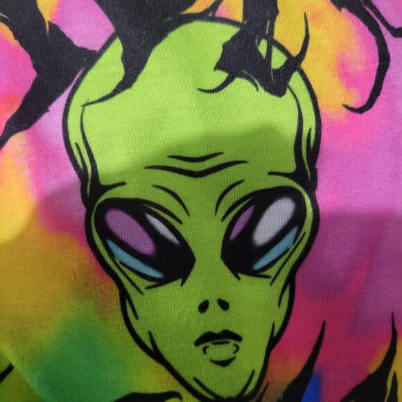 ASOS Freaky Alien Dress Green Tie Dye Oversized Shirt Graphic Mini Neon Size 2 - Picture 9 of 16